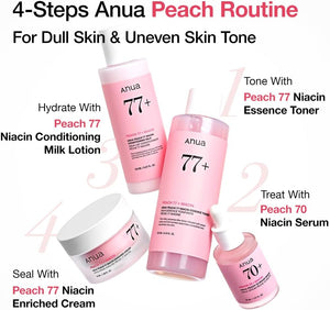 Anua Peach 77 Niacin Essence Toner 250ml / Brightening Toner for Face, Niacinamide, Panthenol, Ceramides, Facial Toner for Glass Skin, Korean Skin Care (8.45 fl.oz.)