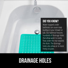 Load image into Gallery viewer, Bath Tub Shower Mat, Machine Washable Bathtub Floor Liner Mats, Suction Cups and Drain Holes to Keep Tubs Clean, Soft on Feet, Bathroom Essentials, 35x16 Inch, Clear