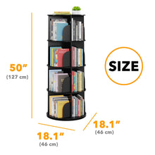 Load image into Gallery viewer, SpaceAid 4 Tier Rotating Bookshelf Tower, Spinning Bookcase Lazy Susan, Revolving 360 Book Shelf Storage Round Carousel, Vertical Rotate Turning Spiral Corner Organizer, White