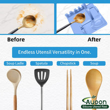 Load image into Gallery viewer, AUOON Clip On Pot Strainer and Pasta strainer and Silicone Utensil Rest,Pot lid holder with Drip Pad for Multiple Utensils,Dishwasher Safe,Heat ResistanSpoon,Rest for Stove Top,Kitchen Utensil Holder