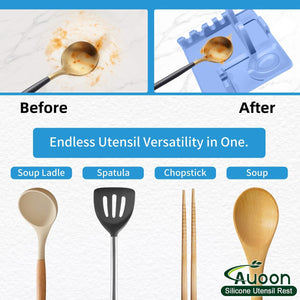 AUOON Clip On Pot Strainer and Pasta strainer and Silicone Utensil Rest,Pot lid holder with Drip Pad for Multiple Utensils,Dishwasher Safe,Heat ResistanSpoon,Rest for Stove Top,Kitchen Utensil Holder