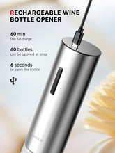 Load image into Gallery viewer, Rechargeable Electric Wine Gift Set - Aerator, Vacuum Stoppers, Foil Cutter and Bottle Opener for Home Bar and Outdoor Parties