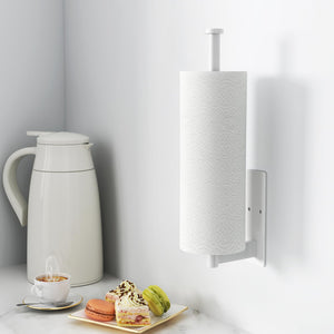 Paper Towel Holder Under Cabinet - Stainless Steel Paper Towel Holder Wall Mount, Self-Adhesive or Drilling, Matte Black Towel Rack for Kitchen Organization and Storage, Kitchen Paper Roll Holder