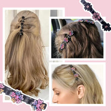 Load image into Gallery viewer, 2 Pcs Sparkling Crystal Stone Braided Hair Clips, 2024 New Satin Fabric Hair Bands Rhinestone Four-Leaf Clover Hair Clip,Duck Bill Clips for Women Girls (4 Pcs)