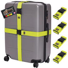 Load image into Gallery viewer, Heavy Duty 4 Pack Adjustable Luggage Straps for Suitcases, Easy to Identify Travel Belt Connector Holds Suitcase Together, Extends Life of Bag, Strap Connects Two Bags, Accessories Green