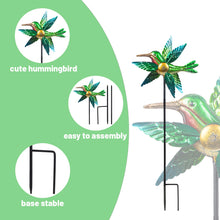 Load image into Gallery viewer, WONDER GARDEN Wind Spinners Outdoor - 2 Pack Small Metal Hummingbird Green Wind Spinner Windmill, Wind Sculpture for Yard Patio Lawn Decor