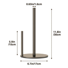 Load image into Gallery viewer, Paper Towel Holder Black, Premium Stainless Steel Kitchen Roll Dispenser, Countertop Roll Organizer with Weighted Base