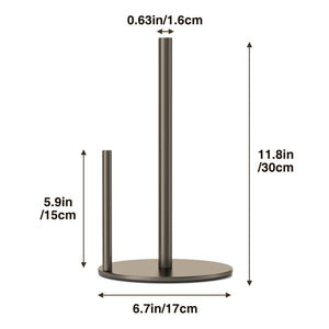 Paper Towel Holder Black, Premium Stainless Steel Kitchen Roll Dispenser, Countertop Roll Organizer with Weighted Base