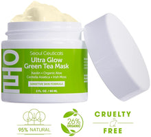 Load image into Gallery viewer, SeoulCeuticals Korean Skin Care Face Mask for Sensitive Skin - Korean Skincare Green Tea Wash Off Masks - K Beauty Face Masks - Aloe Vera Mask + Centella Asiatica Hydrating Facial Spa Mask 2oz