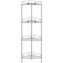 Load image into Gallery viewer, 4 Tier Floor Standing Corner Shower Caddy Organizer Shelf with Hooks, Bathroom Shelves Stand Rack, Black