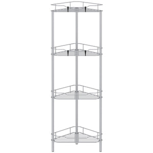 4 Tier Floor Standing Corner Shower Caddy Organizer Shelf with Hooks, Bathroom Shelves Stand Rack, Black