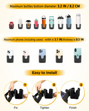 Load image into Gallery viewer, Universal Stroller Cup Holder with Mobile Phone Case, 2-in-1 Strollers Storage Rack, 360 Degrees Rotation Drink Holder for Bike, Pushchair, Wheelchair, Walker,Bicycle, Fits Most Cups