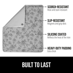 Ironing Board Cover and Pad, Silicone Coating, Thick Scorch Resistant Padding, Heavy Duty Iron Covers Standard Boards, Hook and Loop Fastener Strap, Silver, 15x54