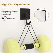 Load image into Gallery viewer, Self Adhesive Hooks,Heavy Duty Stick On Wall and Door Hooks for Hanging,Bathroom Towel Hooks and Kitchen Hallway Sticky Black Hooks,Coat Hooks Robe Hook Wall Mounted,Stainless Rustproof,4 Pack