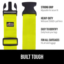 Load image into Gallery viewer, Heavy Duty 4 Pack Adjustable Luggage Straps for Suitcases, Easy to Identify Travel Belt Connector Holds Suitcase Together, Extends Life of Bag, Strap Connects Two Bags, Accessories Green