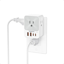Load image into Gallery viewer, USB C Charger Block 20W PD, TESSAN 4 USB Wall Charger Fast Charging with 3 Outlet Extender Surge Protector, 3 Side Multi Port Adapter, Electric Multiple Outlet Plug for Home Office Dorm Room