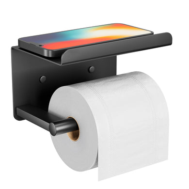Self-Adhesive Toilet Paper Roll Holder - Wall Mount Or Adhesive Toilet Paper Holder with Shelf,Toilet Roll Holder, Tissue Holder for Bathroom,Wall Toilet Paper Holder, Stainless Steel,Chrome