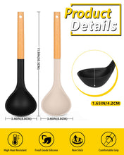 Load image into Gallery viewer, Pack of 2 Soup Ladle, Silicone Ladle Spoon with Wooden Handle, Large Non Stick High Heat Resistant Kitchen Utensils for Cooking, Stirring, Serving Soups(GRAY-BLUE)