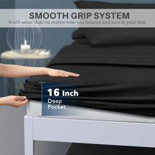 Load image into Gallery viewer, Secura Queen Bed Sheet Set, 4pcs Bedding Sheets &amp; Pillowcases, Soft Microfiber 1800 Thread Count 16&quot; Deep Pocket Luxury Bed Sheets - Hypoallergenic, Wrinkle &amp; Fade Resistant (Black)
