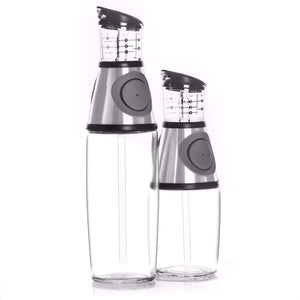 Olive Oil Dispenser Bottle with Pump - Oil Dispenser for Kitchen, Glass Oil and Vinegar Dispenser Set, Measured Cruet for Cooking - Ideal Oil Bottles for Kitchen Gadgets & Gifts, 2 Pack