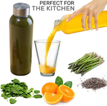 Load image into Gallery viewer, Brieftons Borosilicate Glass Water Bottles With Caps: Clear, 6 Pack, 18 Oz, Heat Resistant, Slim, Easy to Store, Leakproof Lids, Best As Reusable Drinking Bottle, Sauce Jar, Juice Beverage Container