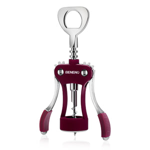 Beneno Wine Opener, Zinc Alloy Premium Wing Corkscrew with Multifunctional Bottles Opener, Sharp Wine Corkscrew with Ergonomic Non-Slip Wing Handle, Upgrade