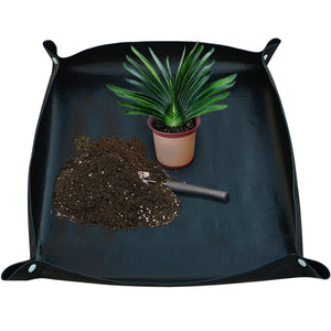 Foldable Plant Repotting Mat - Waterproof Indoor/Outdoor Gardening Mat - 26.8" x 26.8" (Green)