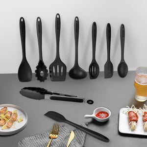 Kitchen Utensil Set - 11 Cooking Utensils - Colorful Silicone Kitchen Utensils - Nonstick Cookware with Spatula Set - Colored Best Kitchen Tools Kitchen Gadgets (Khaki)