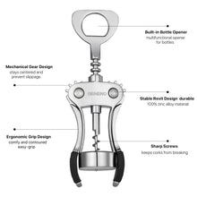 Load image into Gallery viewer, Beneno Wine Opener, Zinc Alloy Premium Wing Corkscrew with Multifunctional Bottles Opener, Sharp Wine Corkscrew with Ergonomic Non-Slip Wing Handle, Upgrade