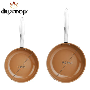 Duxtop Ceramic Non-stick Frying Pan, Stainless Steel Induction Frying Pan, 8-Inch Stir Fry Pan with Heavy-gauge Impact-bonded Bottom, FUSION Ti