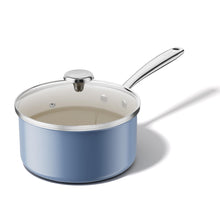 Load image into Gallery viewer, Redchef Nonstick Ceramic Sauce Pan With Lid, 2.5QT Small Cooking Pot with Stay-Cool Handle, Kitchen Non Toxic Soup Pot, PTFE &amp; PFOA Free, Oven &amp; Dishwasher Safe, Compatible with All Stovetops-Blue