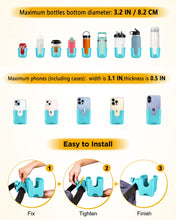 Load image into Gallery viewer, Universal Stroller Cup Holder with Mobile Phone Case, 2-in-1 Strollers Storage Rack, 360 Degrees Rotation Drink Holder for Bike, Pushchair, Wheelchair, Walker,Bicycle, Fits Most Cups