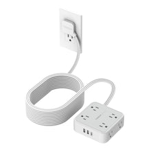 Load image into Gallery viewer, Surge Protector Flat Extension Cord Flat Plug Power Strip, 8 AC Outlets, 3 USB Charger(1 USB C Port) 3-Sided Outlet Extender, 5 Ft, 900 Joules Protection, Office Supplies, Dorm Room Essentials, Grey