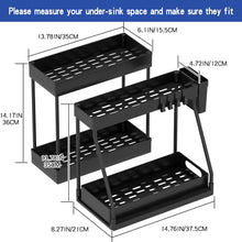 Load image into Gallery viewer, 3PC Under Sink Organizer Rack 2 Tier Under Sliding Cabinet Basket Organizer Drawer, Multi-purpose Under Sink Storage for Bathroom Kitchen Desktop (Black)