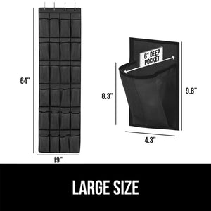 Over the Door Shoe Organizer, 24 Large Breathable Mesh Pockets, Space Saving Hanging Storage Holder, Closet Rack Hanger Holds Up to 40 lbs, Hangs on Closets for Shoes, Accessories, Black