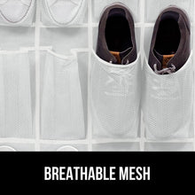 Load image into Gallery viewer, Over the Door Shoe Organizer, 24 Large Breathable Mesh Pockets, Space Saving Hanging Storage Holder, Closet Rack Hanger Holds Up to 40 lbs, Hangs on Closets for Shoes, Accessories, Black