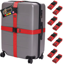 Load image into Gallery viewer, Heavy Duty 4 Pack Adjustable Luggage Straps for Suitcases, Easy to Identify Travel Belt Connector Holds Suitcase Together, Extends Life of Bag, Strap Connects Two Bags, Accessories Green