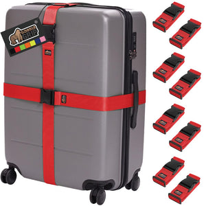 Heavy Duty 4 Pack Adjustable Luggage Straps for Suitcases, Easy to Identify Travel Belt Connector Holds Suitcase Together, Extends Life of Bag, Strap Connects Two Bags, Accessories Green