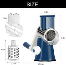 Load image into Gallery viewer, Rotary Cheese Grater Hand Crank Cheese Shredder for Fresh Cheese, Vegetable, Nuts,Non-slip Suction Base, Free Cleaning Brush Three Blades, Black