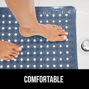 Bath Tub Shower Mat, Machine Washable Bathtub Floor Liner Mats, Suction Cups and Drain Holes to Keep Tubs Clean, Soft on Feet, Bathroom Essentials, 35x16 Inch, Clear