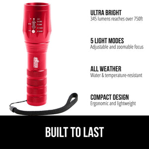 Powerful LED Tactical Flashlight, 750 FT High Lumens 5 Adjustable Modes, Water Resistant, Ultra Bright Zoom Flashlights, Small Mini Flash Light, Camping, Night Dog Walking, Turquoise