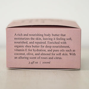 Organic Wild Rose Natural Nourishing Body Butter, Made in Israel | Moisturizing Cream with Shea Butter for Happy Skin - Paraben Free & Vegan Friendly, 120ml