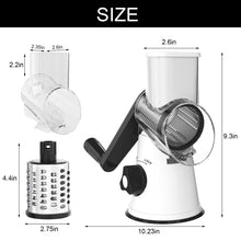 Load image into Gallery viewer, Rotary Cheese Grater Hand Crank Cheese Shredder for Fresh Cheese, Vegetable, Nuts,Non-slip Suction Base, Free Cleaning Brush Three Blades, Black