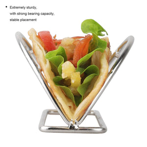 YellRin Taco Holder Stand Stainless Steel Taco Rack Tray Stand Up Holders Kitchen Set for Tortillas, Burritos, Parties & Restaurants (Taco Holders)