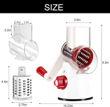 Load image into Gallery viewer, Rotary Cheese Grater Hand Crank Cheese Shredder for Fresh Cheese, Vegetable, Nuts,Non-slip Suction Base, Free Cleaning Brush Three Blades, Black