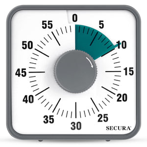 Secura 60-Minute Visual Countdown Timer, 7.5-Inch Oversize Classroom Visual Timer for Kids and Adults, Durable Mechanical Kitchen Timer Clock with Magnetic Backing (Blue)