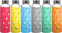 Load image into Gallery viewer, Brieftons Pack of 6 Glass Water Bottles &amp; 6 Silicone Sleeves