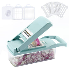 Load image into Gallery viewer, Vegetable Chopper, Multifunctional Vegetable Cutter Onion Chopper Mandoline Slicer Dicer with Colander Basket and Container 8 Interchangeable Blades