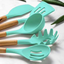 Load image into Gallery viewer, Umite Chef Kitchen Cooking Utensils Set, 33 pcs Non-Stick Silicone Cooking Kitchen Utensils Spatula Set with Holder, Wooden Handle Silicone Kitchen Gadgets Utensil Set (Khaki)