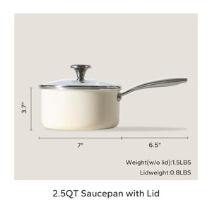 Redchef Nonstick Ceramic Sauce Pan With Lid, 2.5QT Small Cooking Pot with Stay-Cool Handle, Kitchen Non Toxic Soup Pot, PTFE & PFOA Free, Oven & Dishwasher Safe, Compatible with All Stovetops-Blue